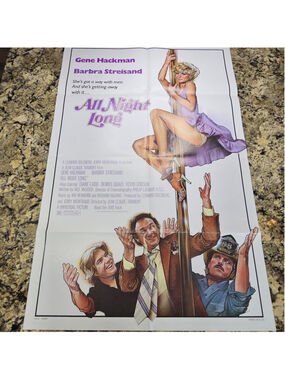 1981 All Night Long Movie Poster One Sheet Gene Hackman Barbra Streisand NSS